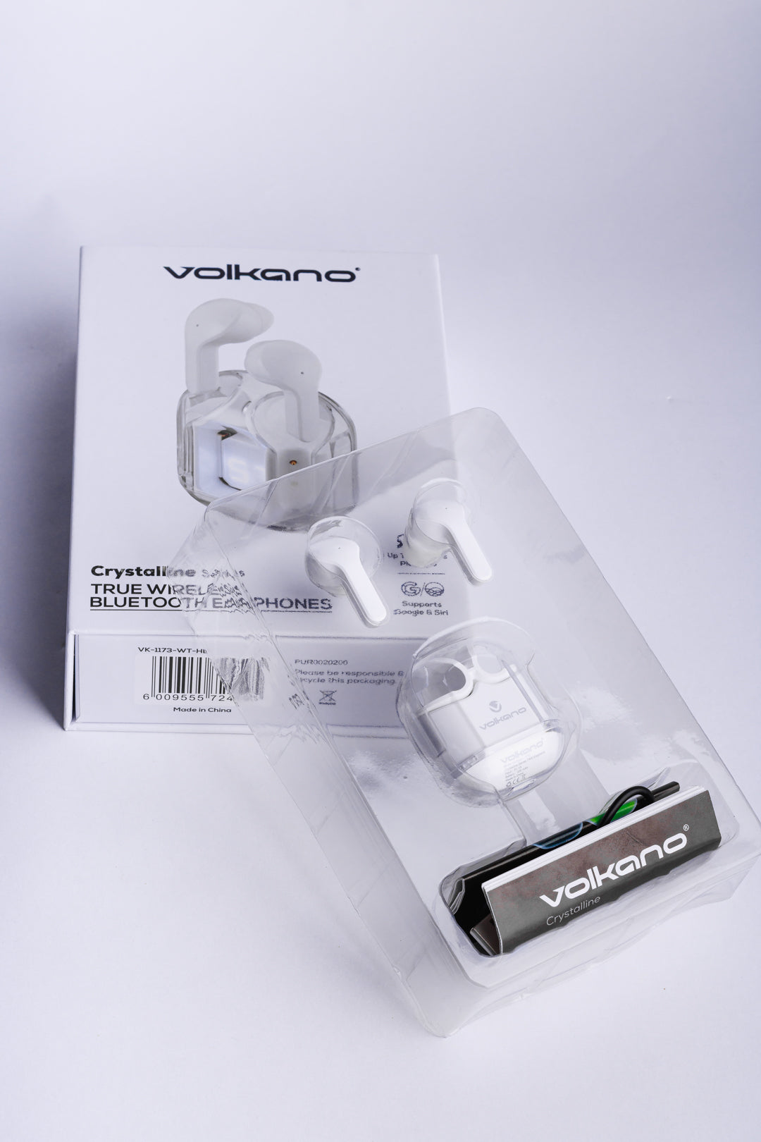Volkano Crystaline Series Earphones-White, Hardbox